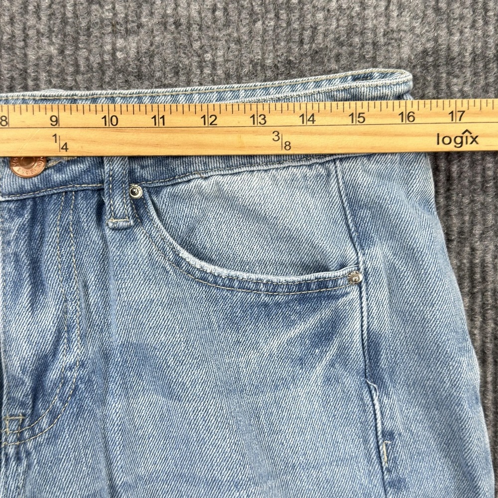 YMI Wide-Leg Fit Jeans Womens 11/30 Light Wash High Rise Raw Hem Denim Frayed - Picture 10 of 15